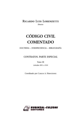 Contratos. Parte Especial. Tomo III (Artículos 2051 a 2310).