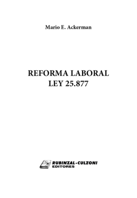 Reforma Laboral. Ley 25.877