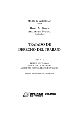 Tomo VI-A. Riesgos del trabajo. Obligacion de seguridad. Accidentes y enfermedades inculpables.