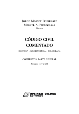 Contratos. Parte General (Articulos 1137 a 1216).